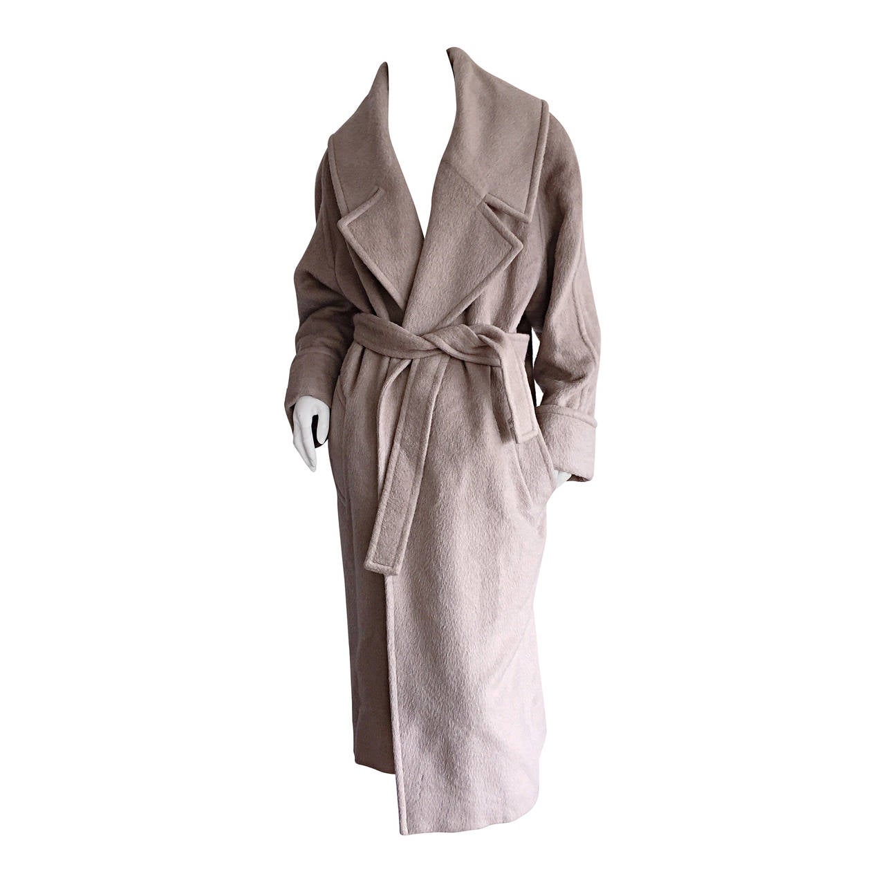 Stylish Vintage Guy Laroche Alpaca + Wool Taupe Wrap Blanket Jacket