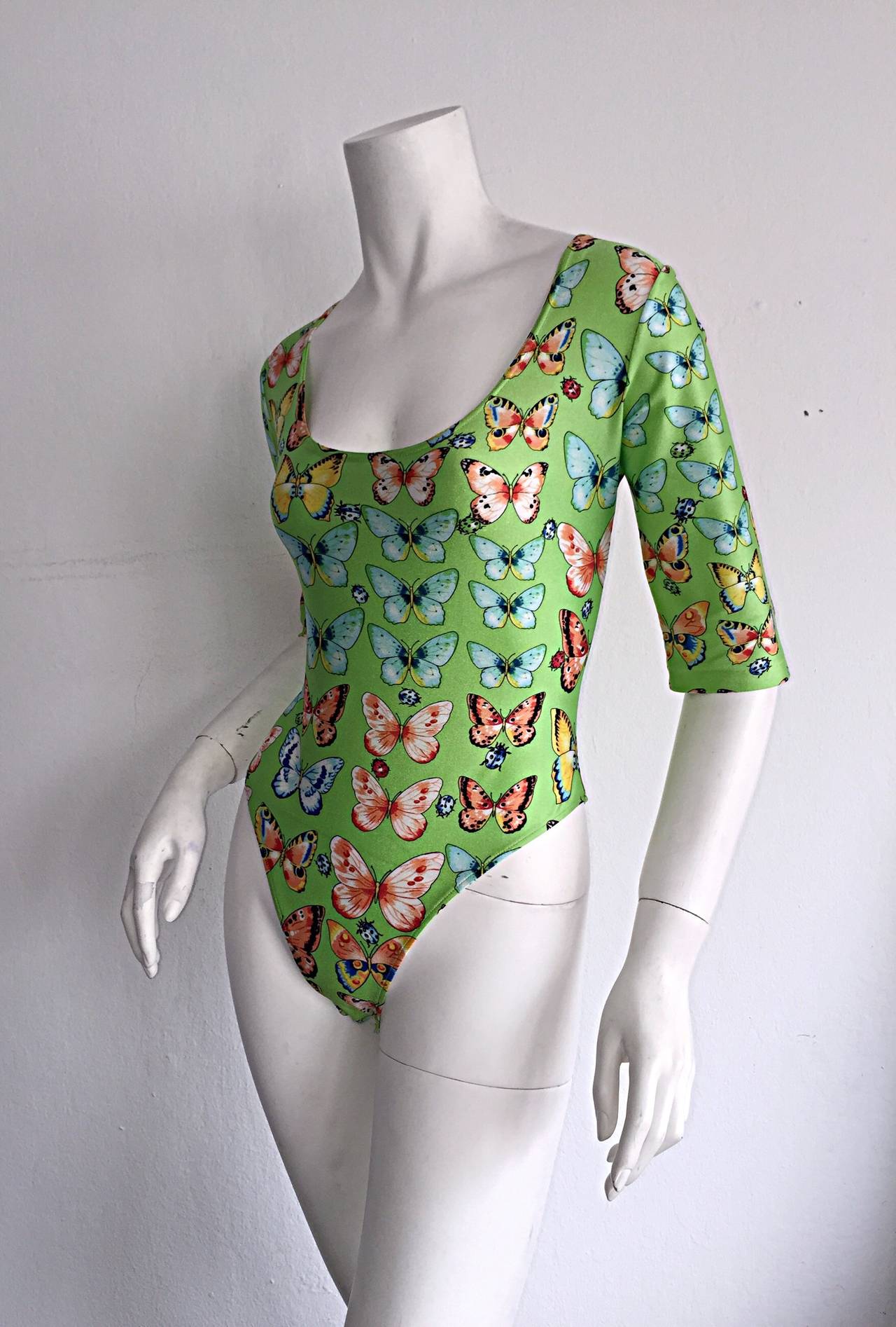 Rare Vintage Kamosho by Marina Sitbon Butterfly + Ladybug Bodysuit Playsuit 1