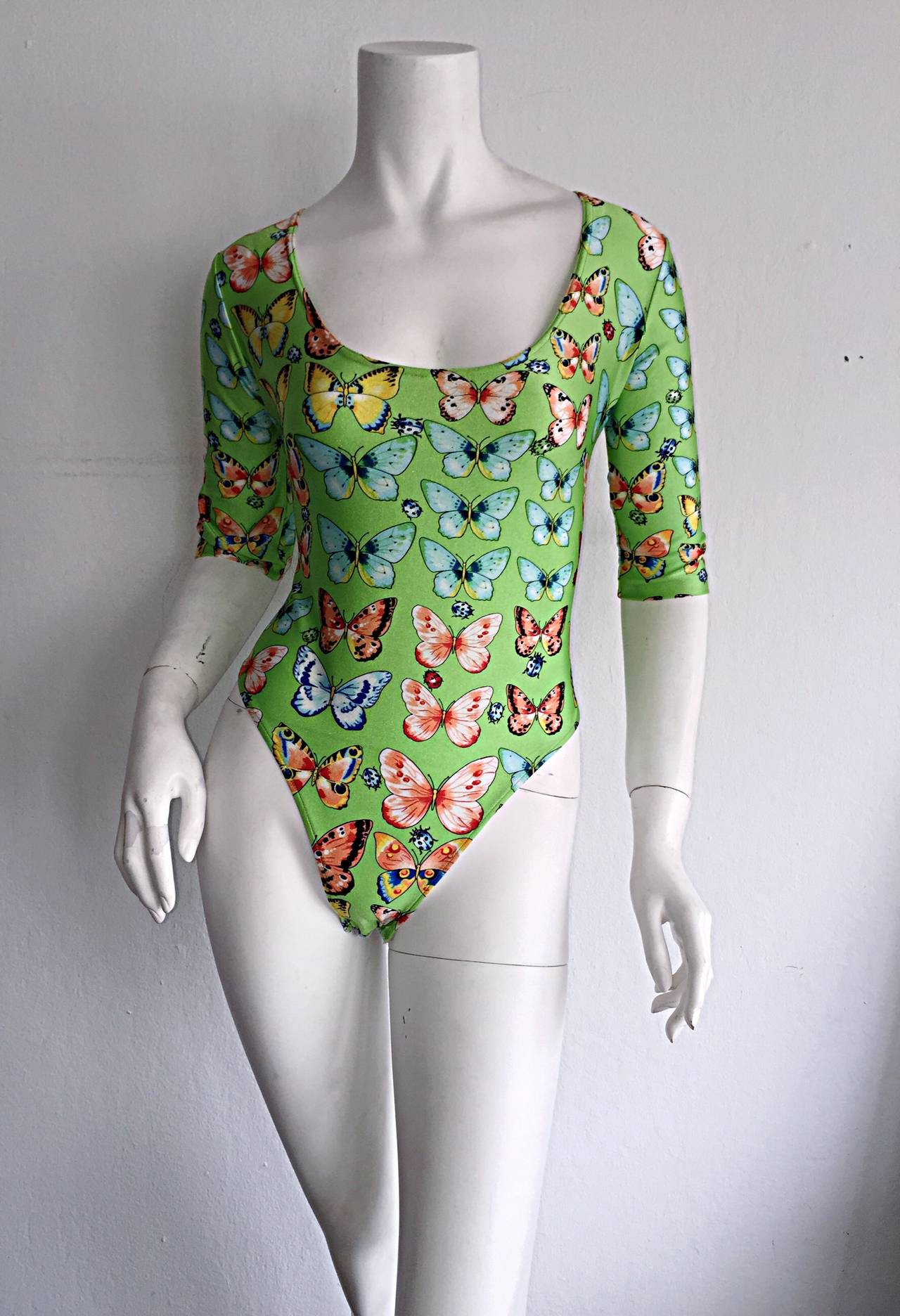 Rare Vintage Kamosho by Marina Sitbon Butterfly + Ladybug Bodysuit Playsuit 2