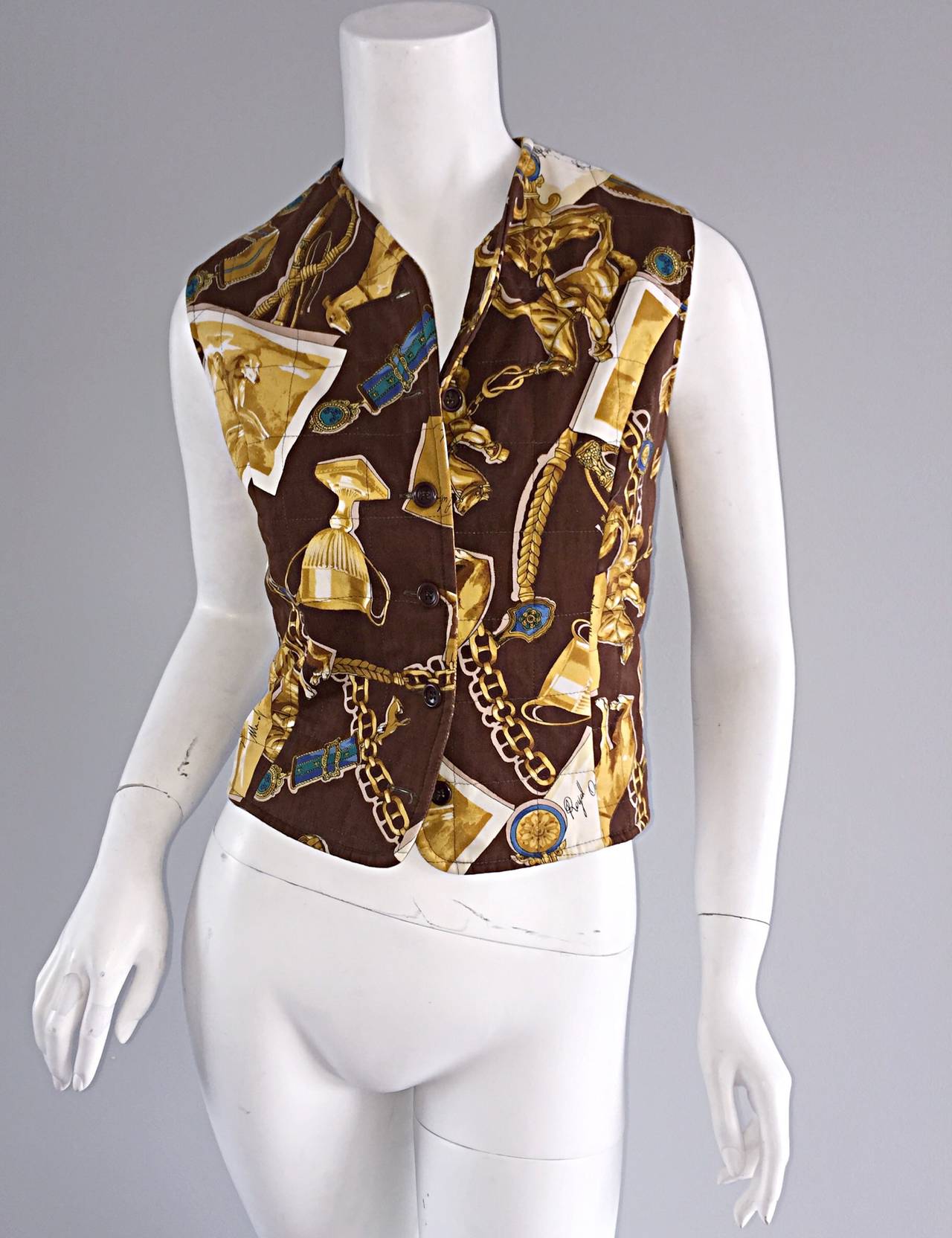 Women's Vintage Trussardi ' Best in Show ' Novelty Dog + Trophy Cotton Vest Top For Sale
