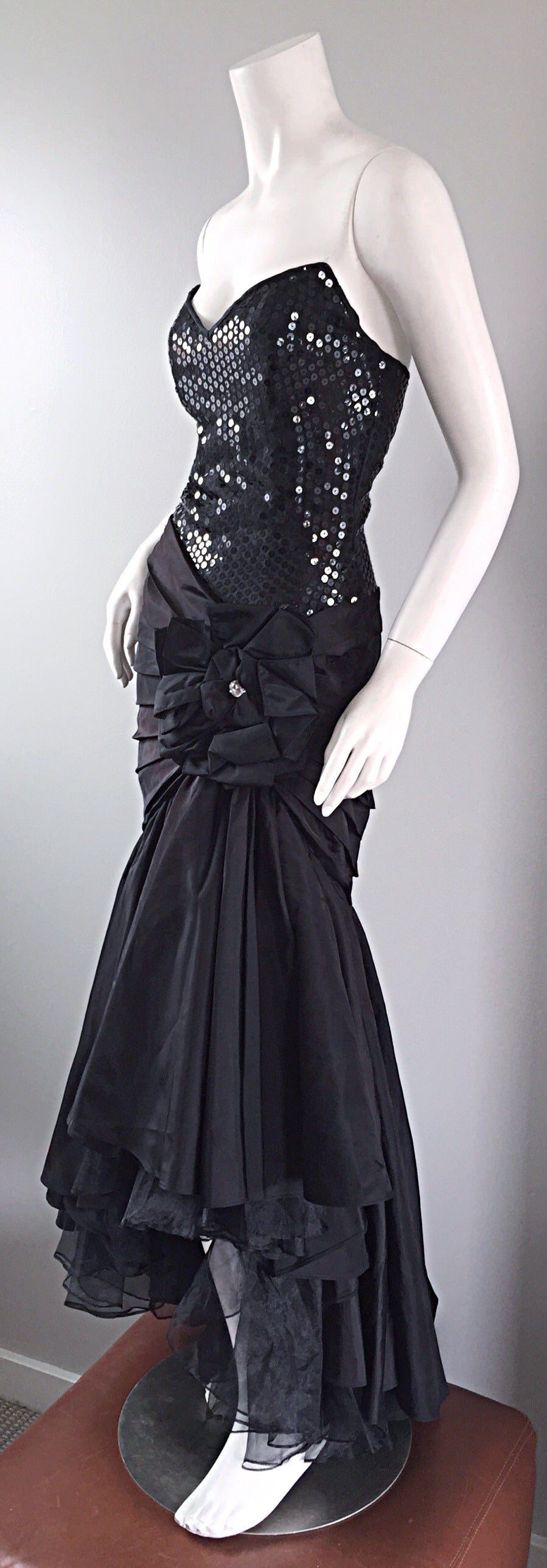 black sequin high low dress