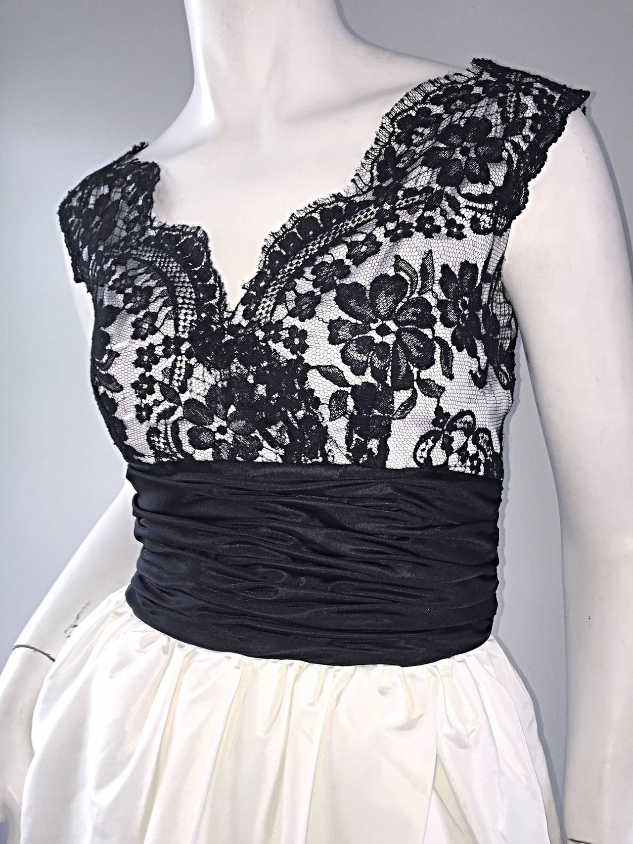 white silk dress with black lace