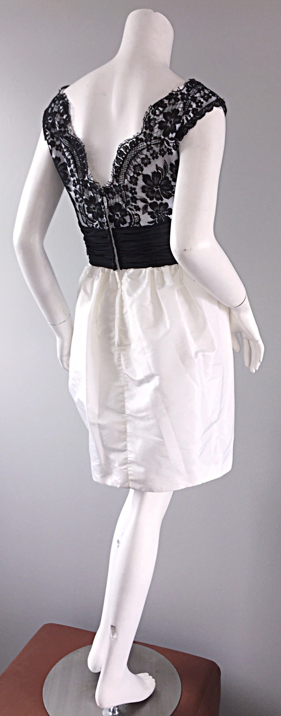 black and white taffeta dress