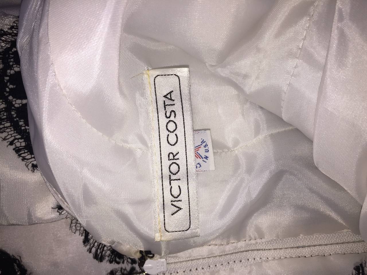 Abito da cocktail vintage Victor Costa in pizzo e taffetà di seta bianco e nero in vendita 4