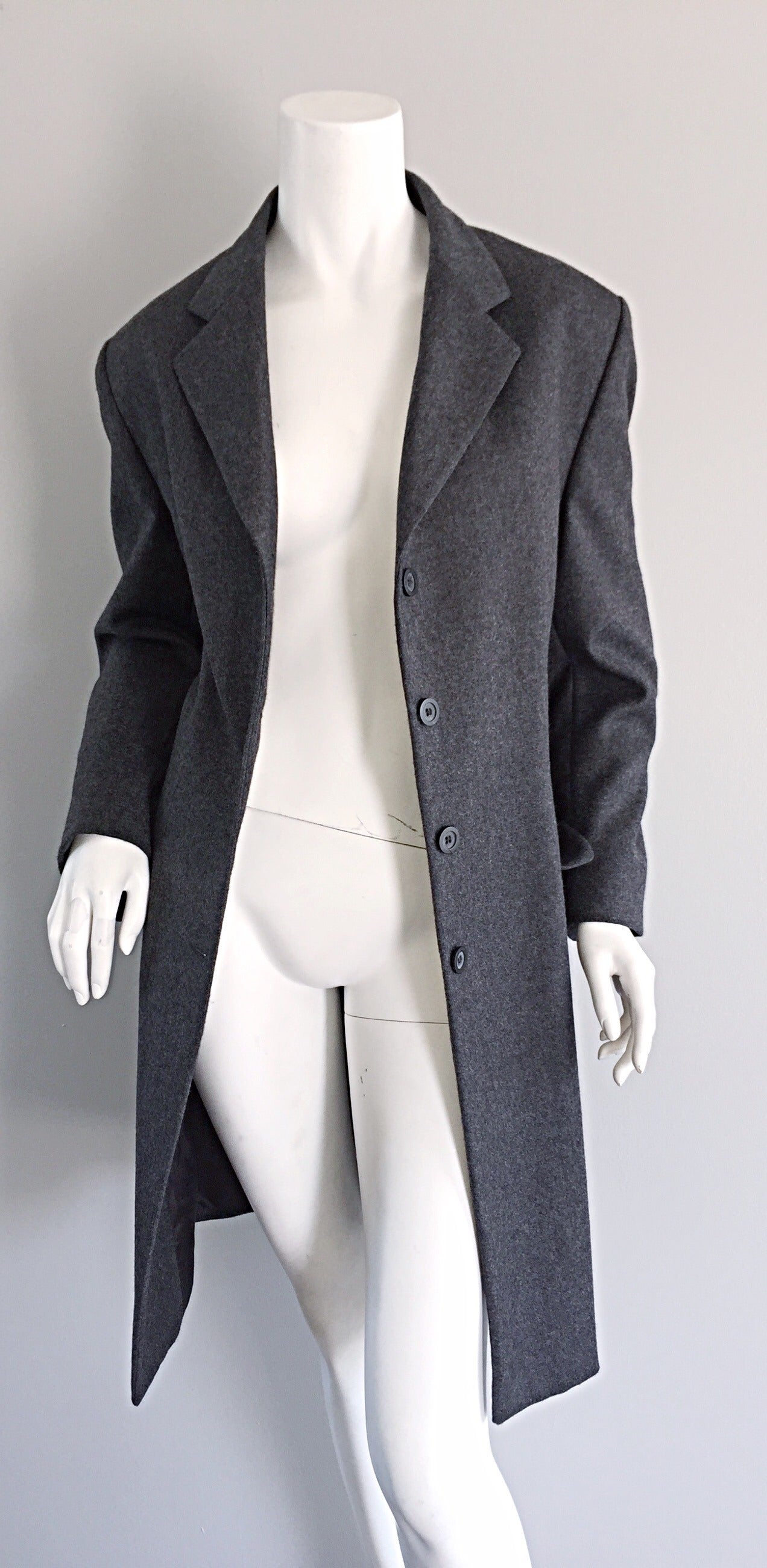 1990s Max Mara ' Woolmark ' Classic Charcoal Grey Dress + Jacket Ensemble In Excellent Condition In San Diego, CA