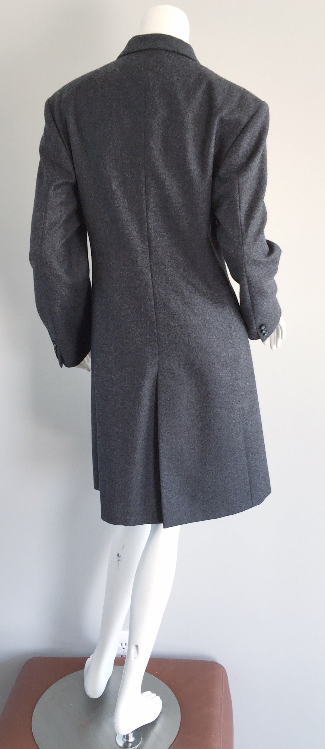 1990s Max Mara ' Woolmark ' Classic Charcoal Grey Dress + Jacket Ensemble 3