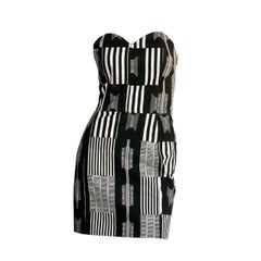Vintage Patrick Kelly " Barcode " Black & White Avant Garde Mini Dress
