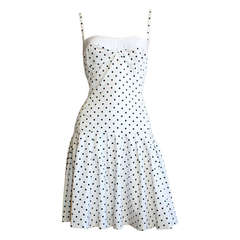 Enrico Coveri Vintage " Pretty Woman " Black White Polka Dot Body Con Dress