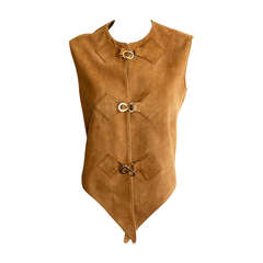 1960s Pierre Cardin Vintage Leather Suede Mod Space Age Vest 1