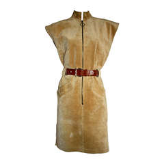 Yves Saint Laurent Vintage Pigskin Leather Suede Safari Dress