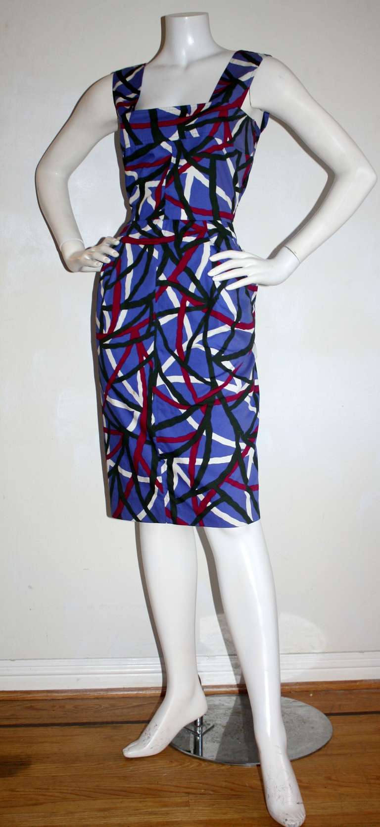 Yves Saint Laurent Rive Gauche Vintage Purple Dress Graffiti Op Art Print 2