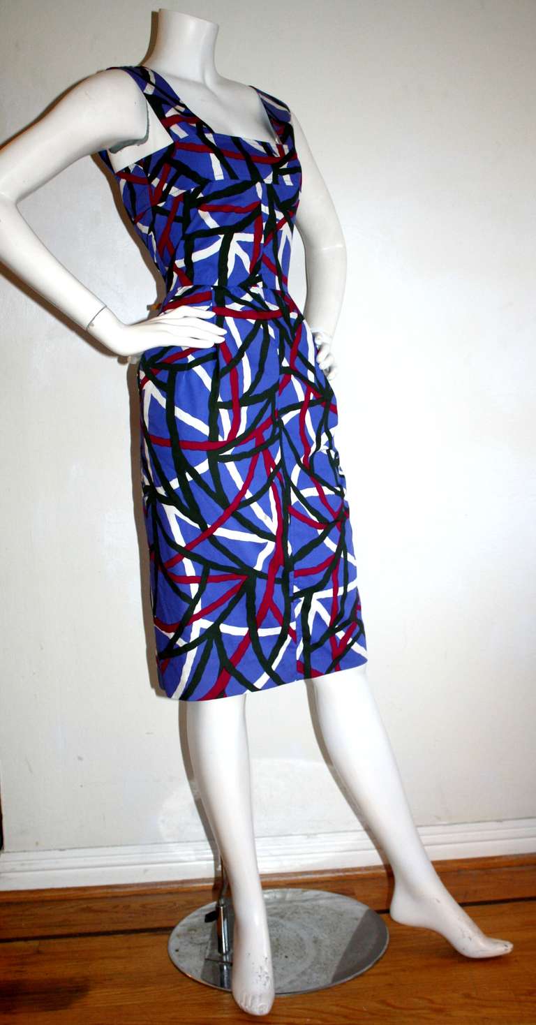 Yves Saint Laurent Rive Gauche Vintage Purple Dress Graffiti Op Art Print 1