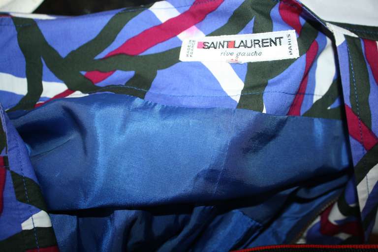 Yves Saint Laurent Rive Gauche Vintage Lila Kleid mit Graffiti- Op-Art-Druck 2