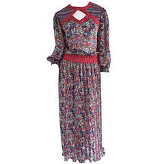 Retro Diane Fres Butterflies + Flowers Keyhole Bohemian Maxi Dress