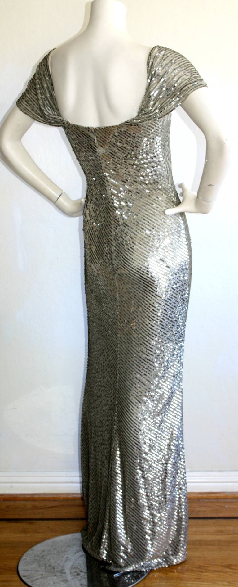 Bill Blass Haute Couture Silver Sequin Vintage Mermaid Gown New w/ Tags $7, 250 2
