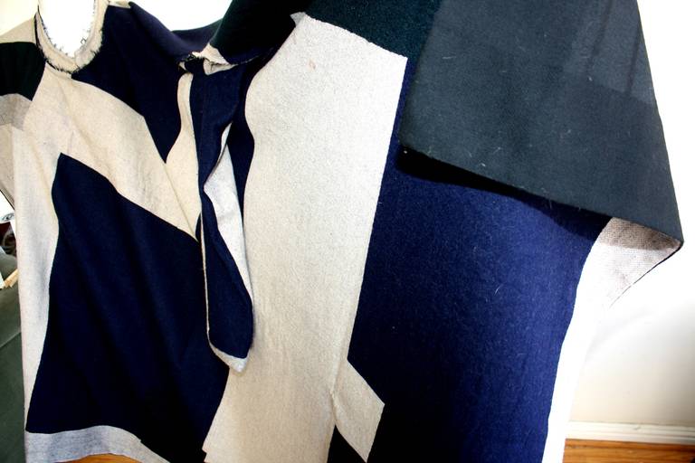 RARE Comme des Garcons Vintage Patchwork Blanket Jacket Poncho 2