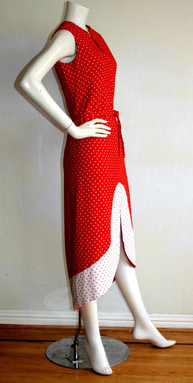 Red Pierre Cardin Space Age 1960s Vintage Mod Dress