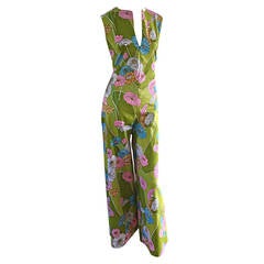 Late 1960s / Early 1970s 3 - D Culottes  / Bell Bottom Retro Daisy Jumpsuit