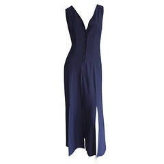 Vintage Geoffrey Beene Navy Blue Shirt Dress w/ Car Wash Hem