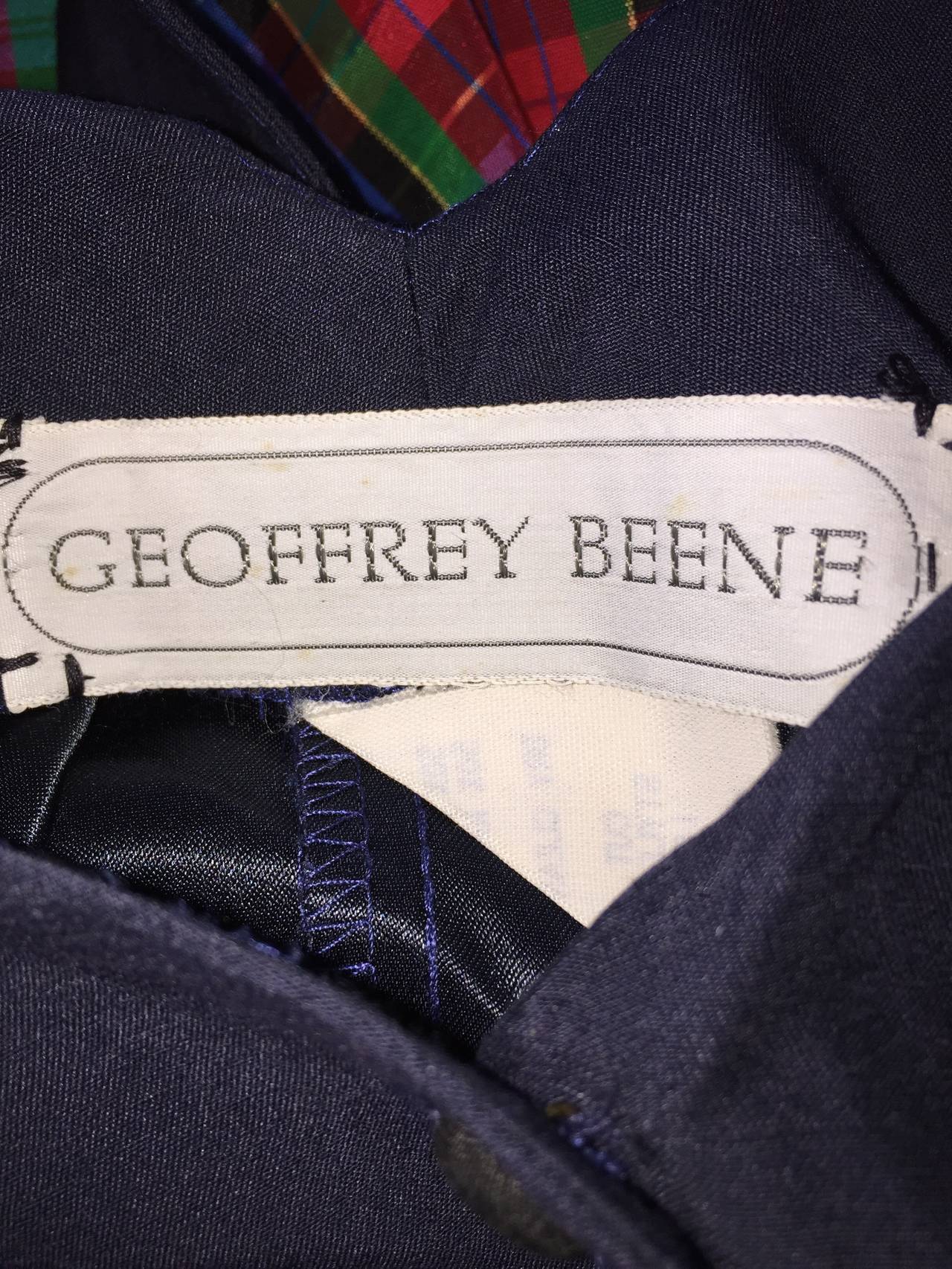 Vintage Geoffrey Beene Navy Blue Shirt Dress w/ Car Wash Hem 6