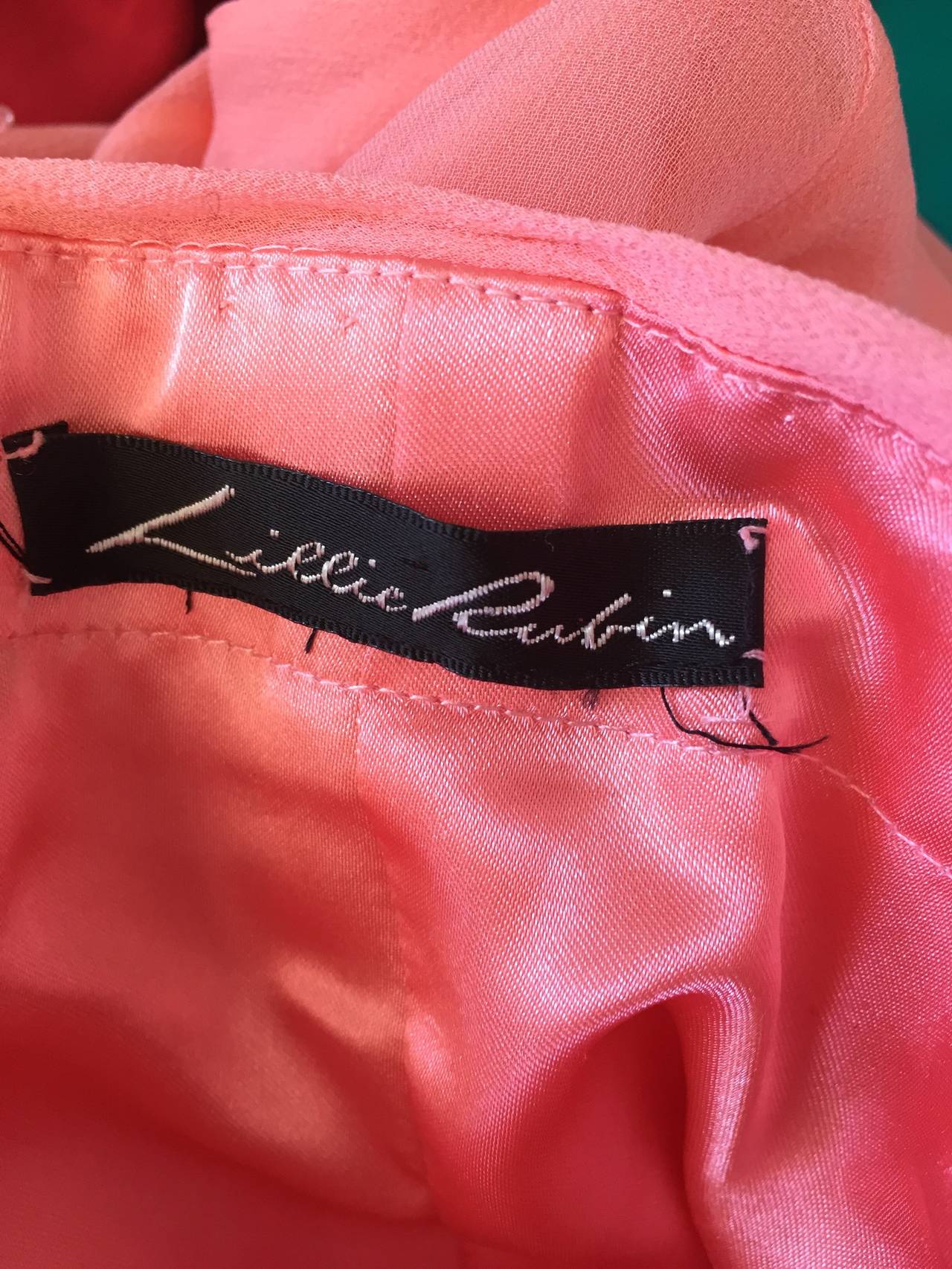 Vintage Lillie Rubin Pink Silk Chiffon Beaded Sequin Grecian Dress and Sash 6