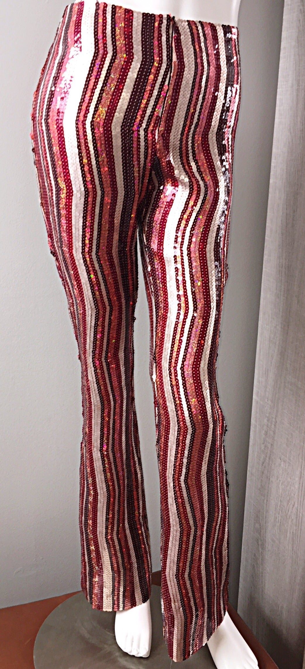 New Vintage Regina Rubens Zig Zag Sequin Trouser Pants w/ Flare Legs ( France ) 4