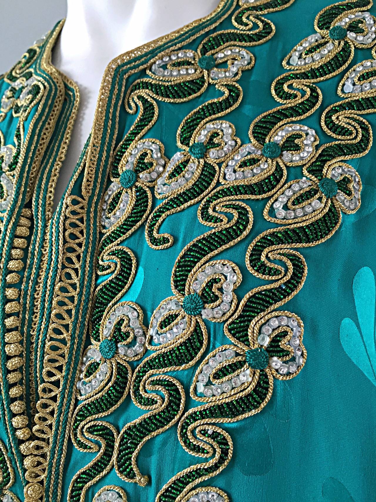 Haute Couture Vintage Ethnic Caftan w/ Intricate Beading + Rhinestones Museum 1