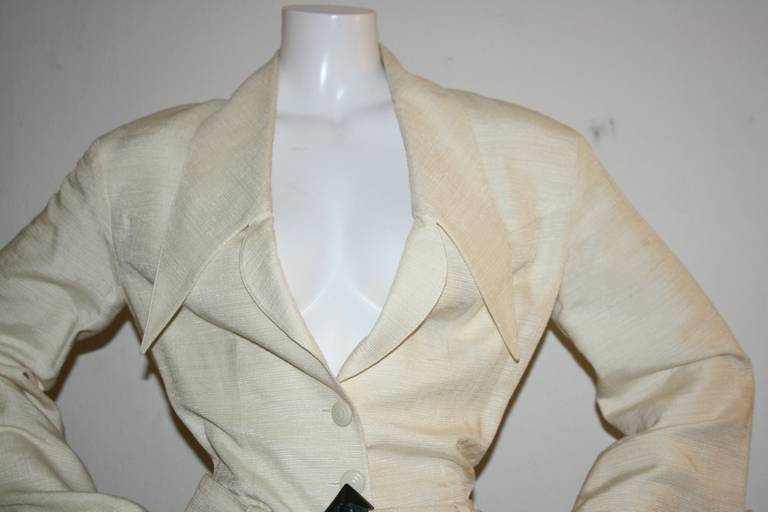 Women's Karl Lagerfeld Vintage Silk Jacket with 'Lagerfeld' buckle belt