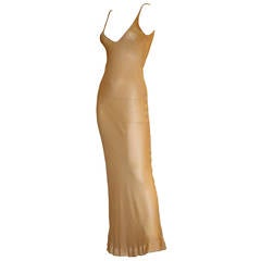 Vintage 1970s Halston Sexy Nude Gown w/ Layers of Chiffon