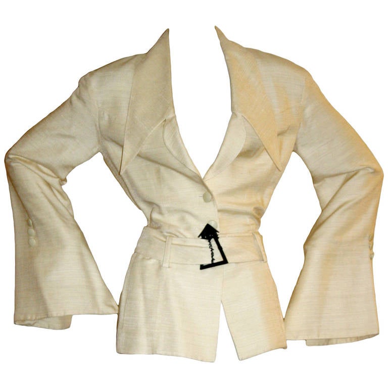 Karl Lagerfeld Vintage Silk Jacket with 'Lagerfeld' buckle belt