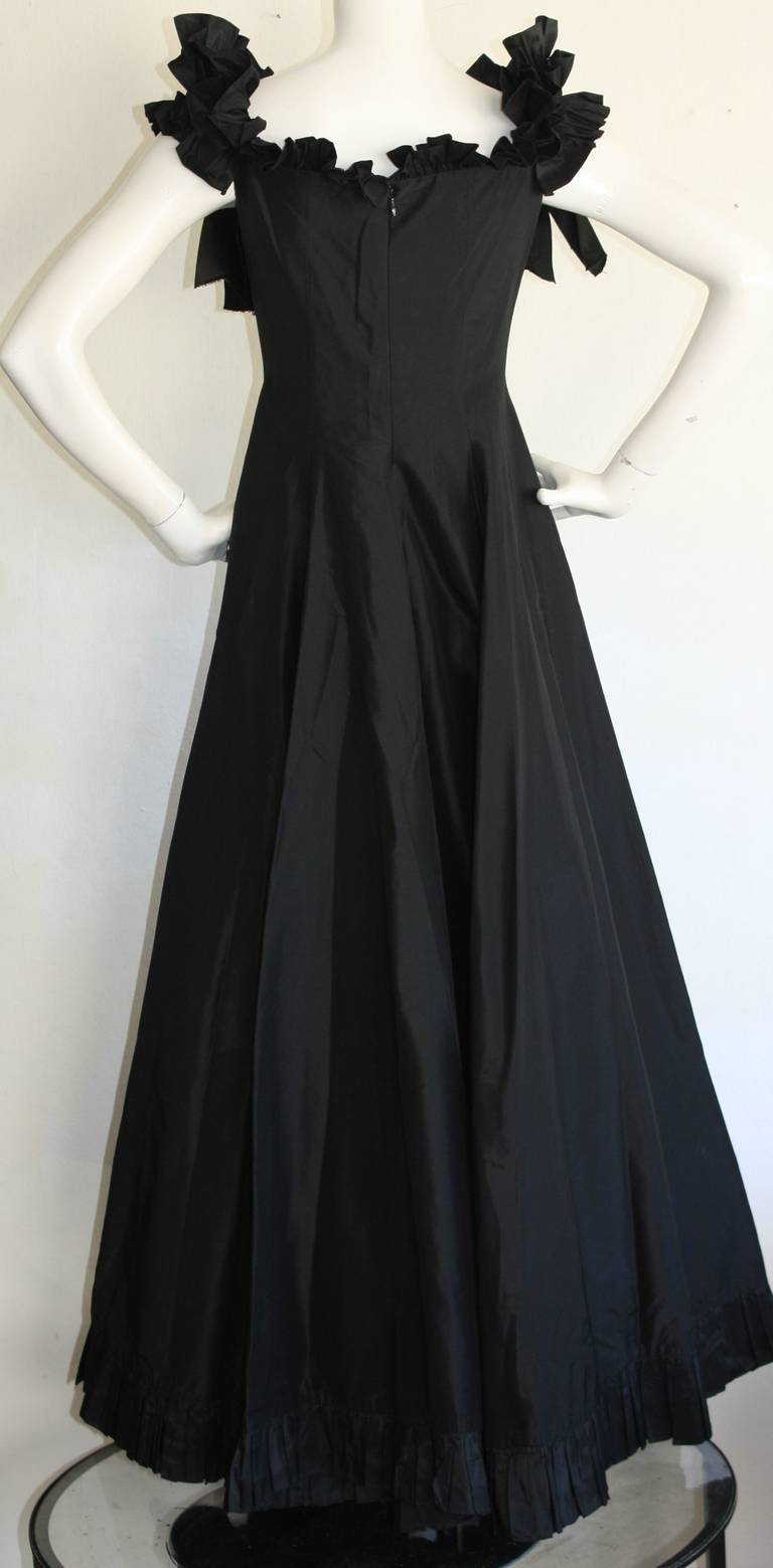 Gorgeous Vintage Oscar de la Renta Off-Shoulder Black Ball Gown 1