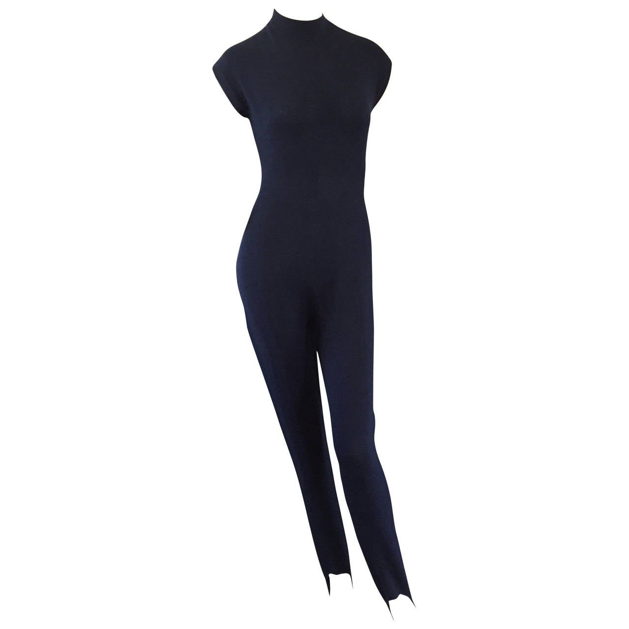 Vintage St. John by Marie Gray Navy Blue Santana Knit Jumpsuit w