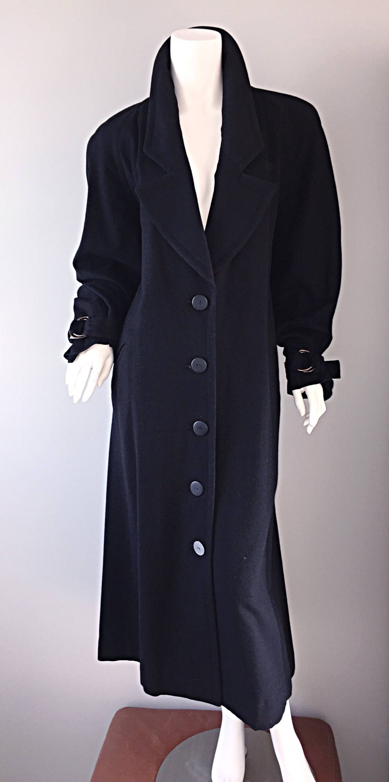 Vintage Chloe by Karl Lagerfeld Black Wool + Cashmere Avant Garde Spy Jacket For Sale 2
