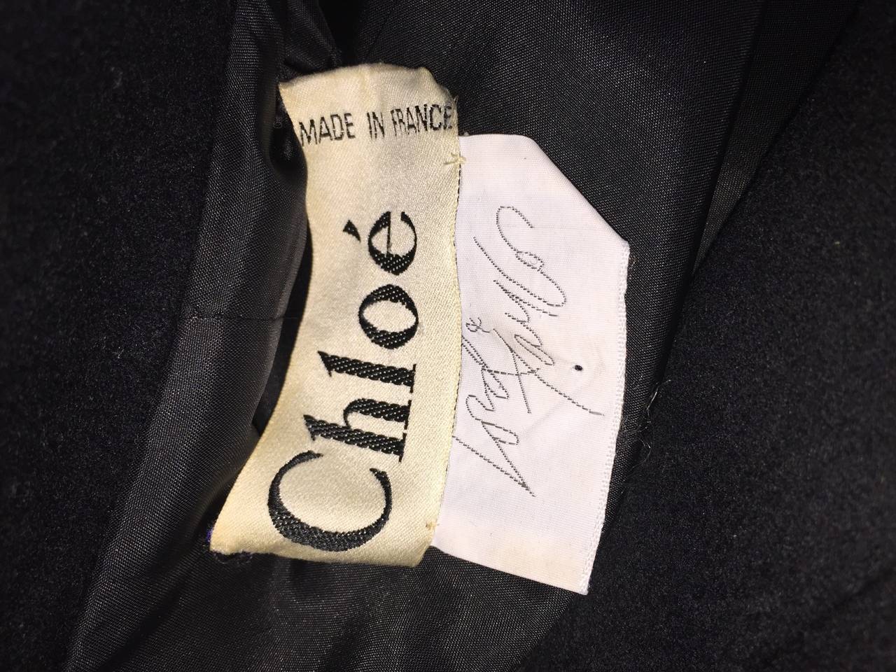 Vintage Chloe by Karl Lagerfeld Black Wool + Cashmere Avant Garde Spy Jacket For Sale 3