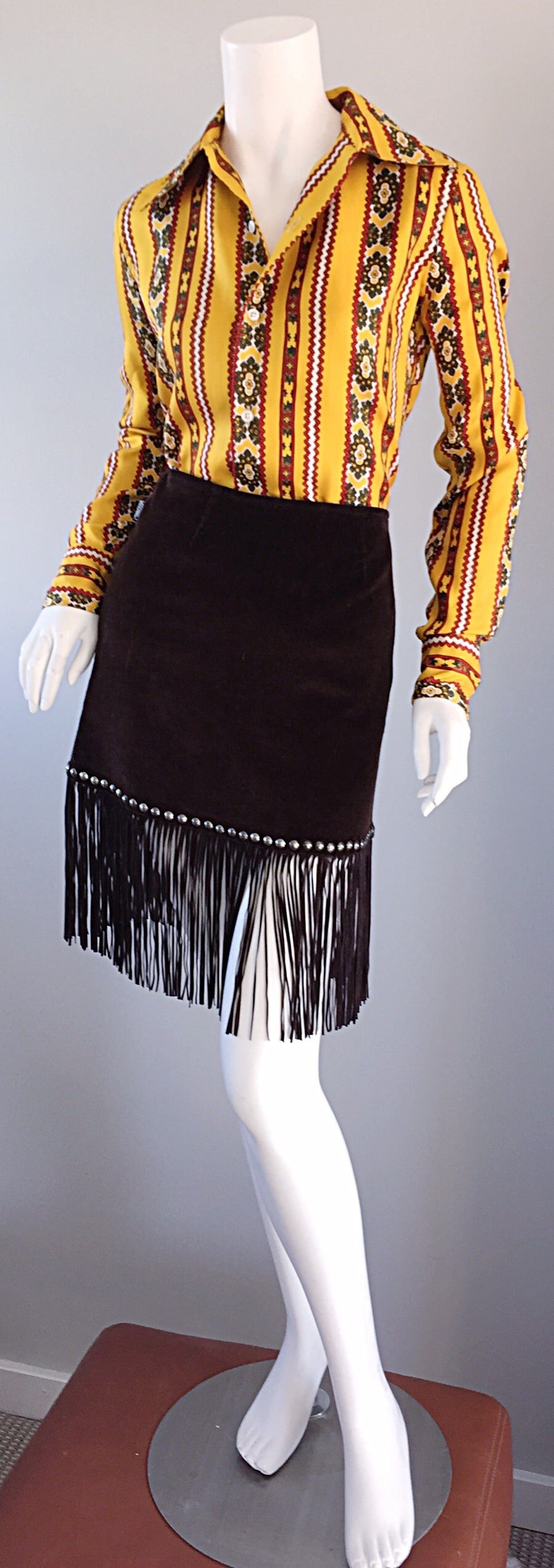 Rare 1980s Ralph Lauren ' Blue Label ' Vintage Aztec Ethnic Silk Blouse Top 1