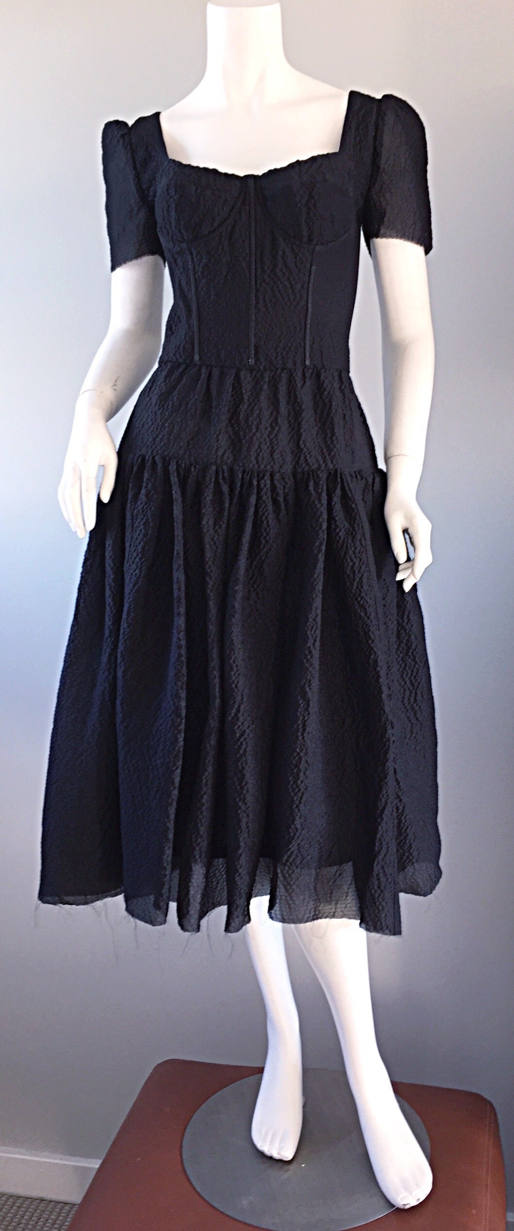 New Dolce & Gabbana Black Silk Bustier Runway Dress from 