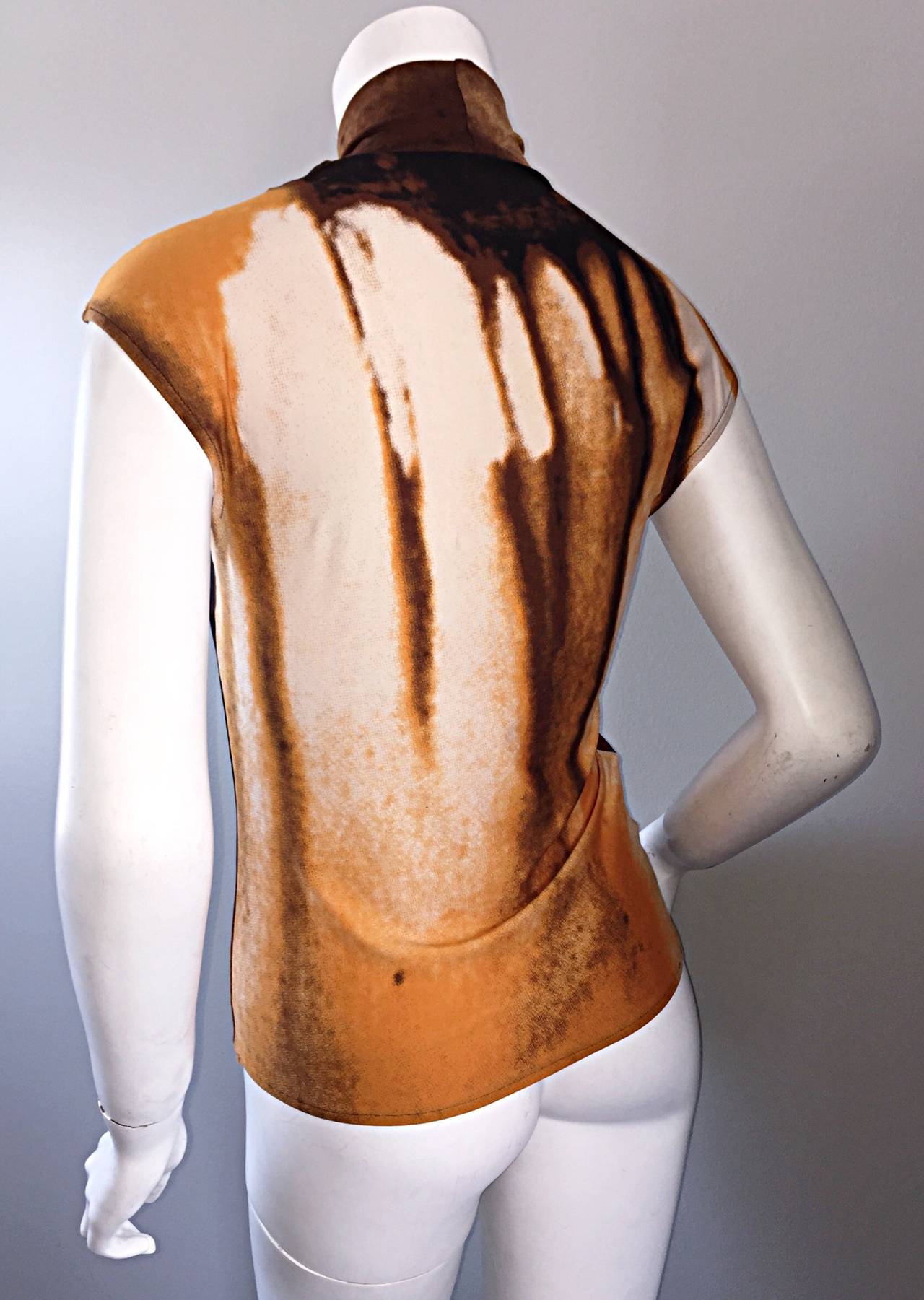 Vintage Vivienne Tam 1990s 90s Optical Illusion 3 - D BodyCon Top Blouse 1