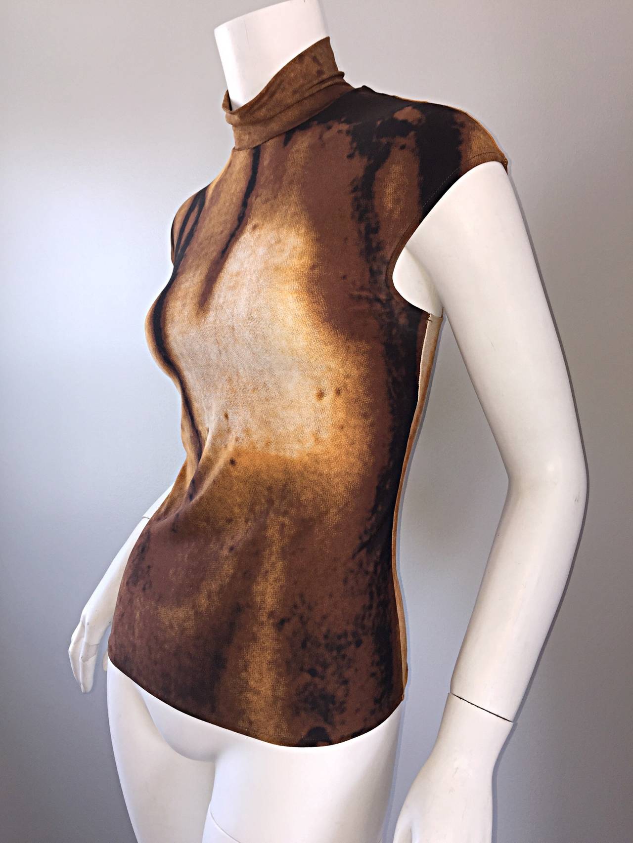 Vintage Vivienne Tam 1990s 90s Optical Illusion 3 - D BodyCon Top Blouse 2