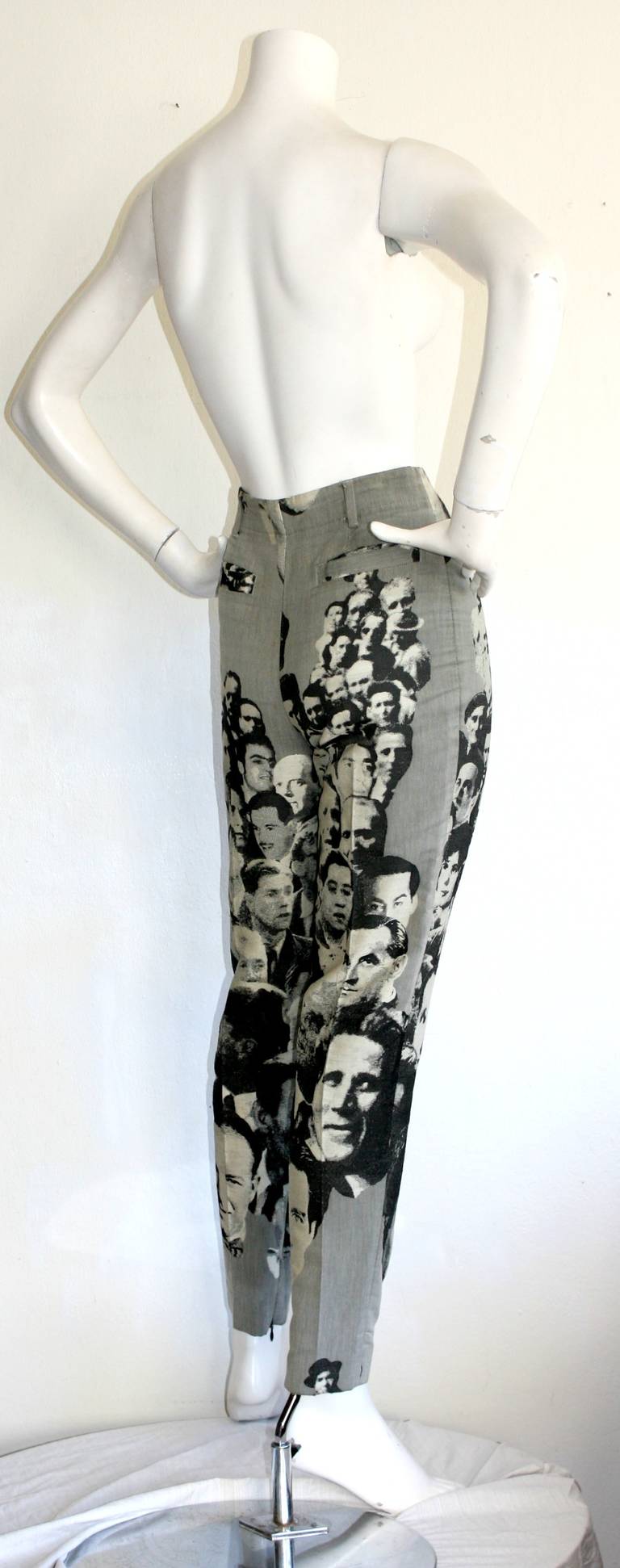 Gray Vintage Jean Paul Gaultier De Young Museum Impossible to Find Face Pants
