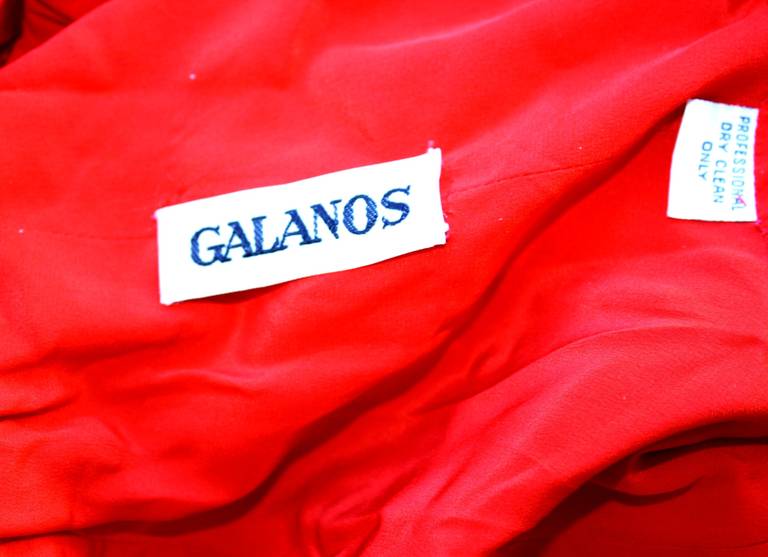 Wonderful James Galanos Lipstick Red Belted Long Sleeve Dress 3