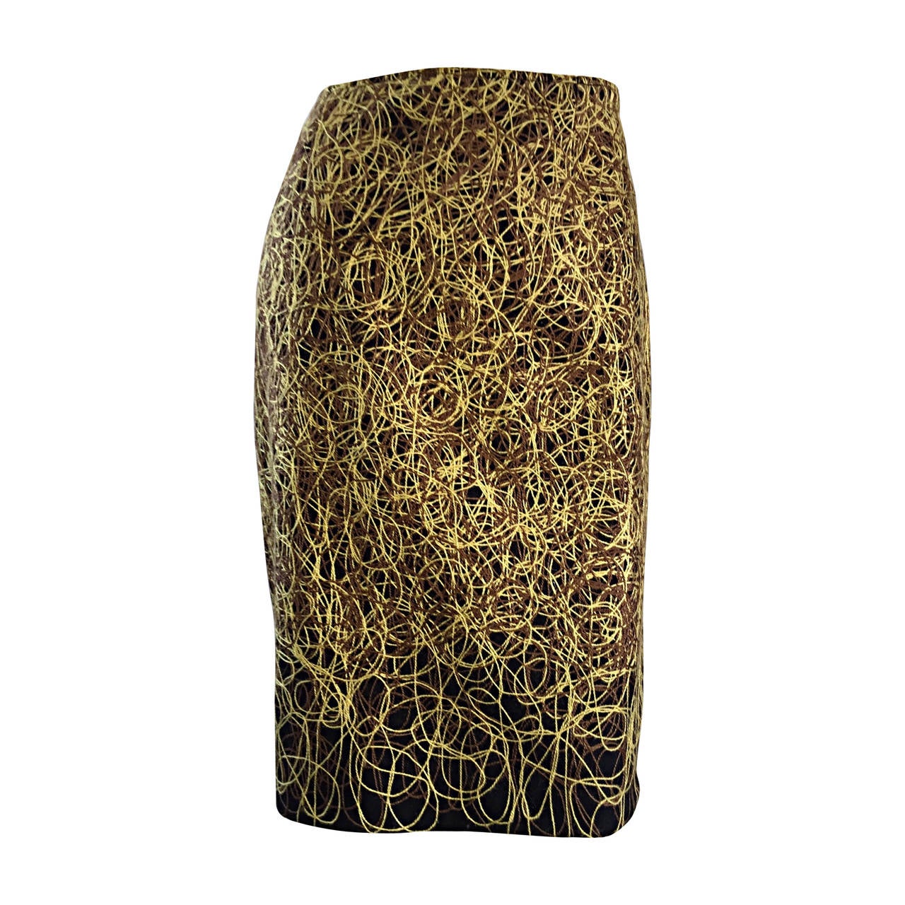 Vintage Jean - Charles de Castelbajac Embroidered ' Scribble ' Pencil Skirt For Sale