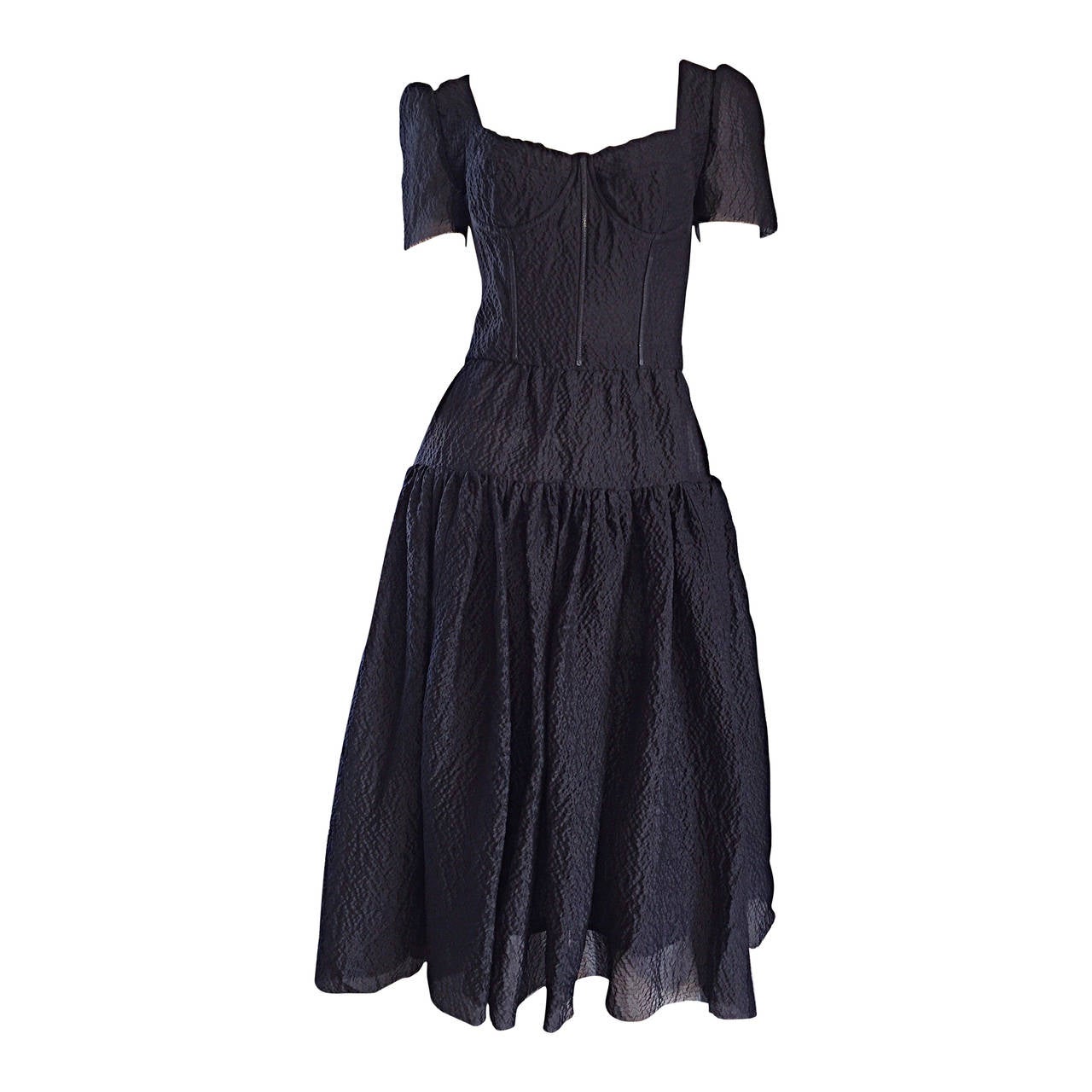 New Dolce and Gabbana Black Silk Bustier Runway Dress from 