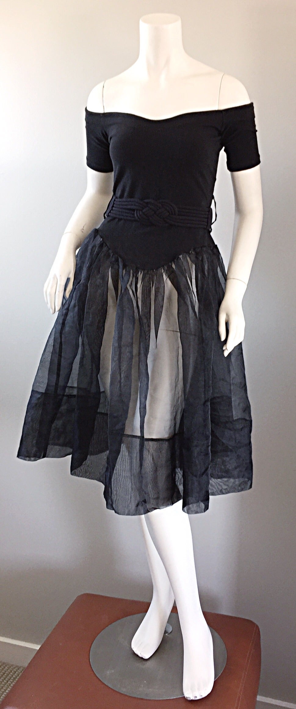 Ultra rare vintage Betsey Johnson (Punk Label) black cotton 'Ballerina' dress! The possibilities are endless with this beauty! Looks great with your favorite pair of leggings under (in black, or statement color/print). Detachable black belt, or you