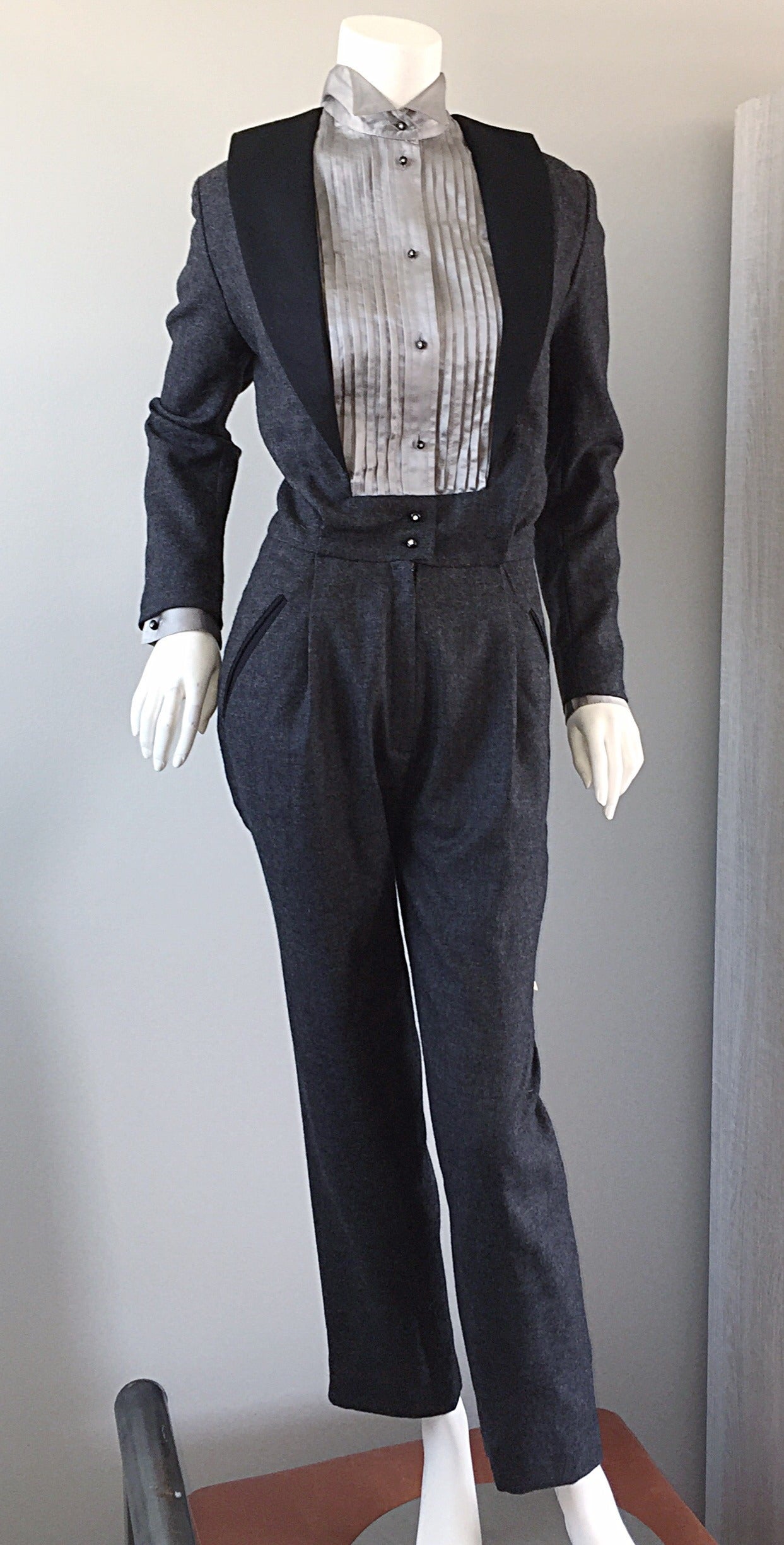charcoal grey jumpsuit formal