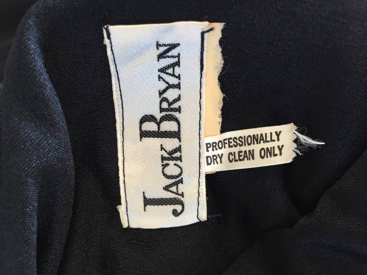 Vintage Jack Bryan Black Jersey Maxi Dress w/ Intricate Embroidery ...