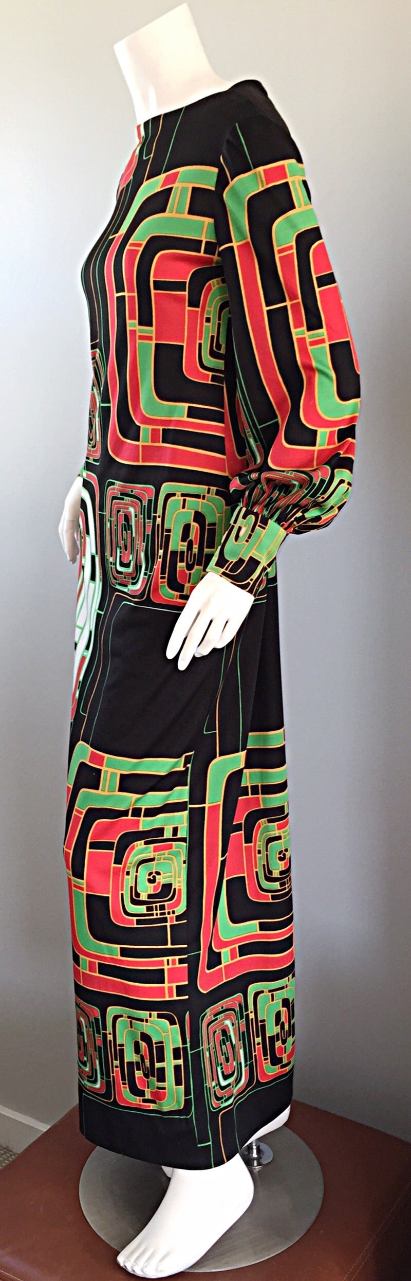 Vintage Rizkallah for Malcolm Starr Op - Art Long Sleeve Maxi Dress at ...