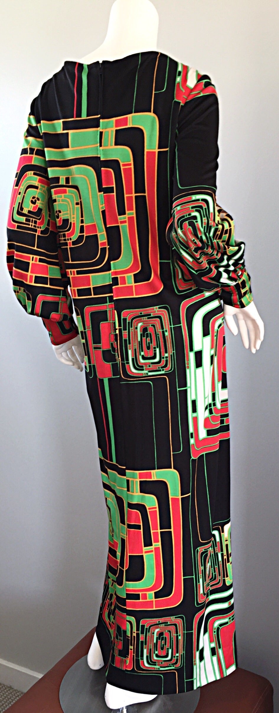 Vintage Rizkallah for Malcolm Starr Op - Art Long Sleeve Maxi Dress 1