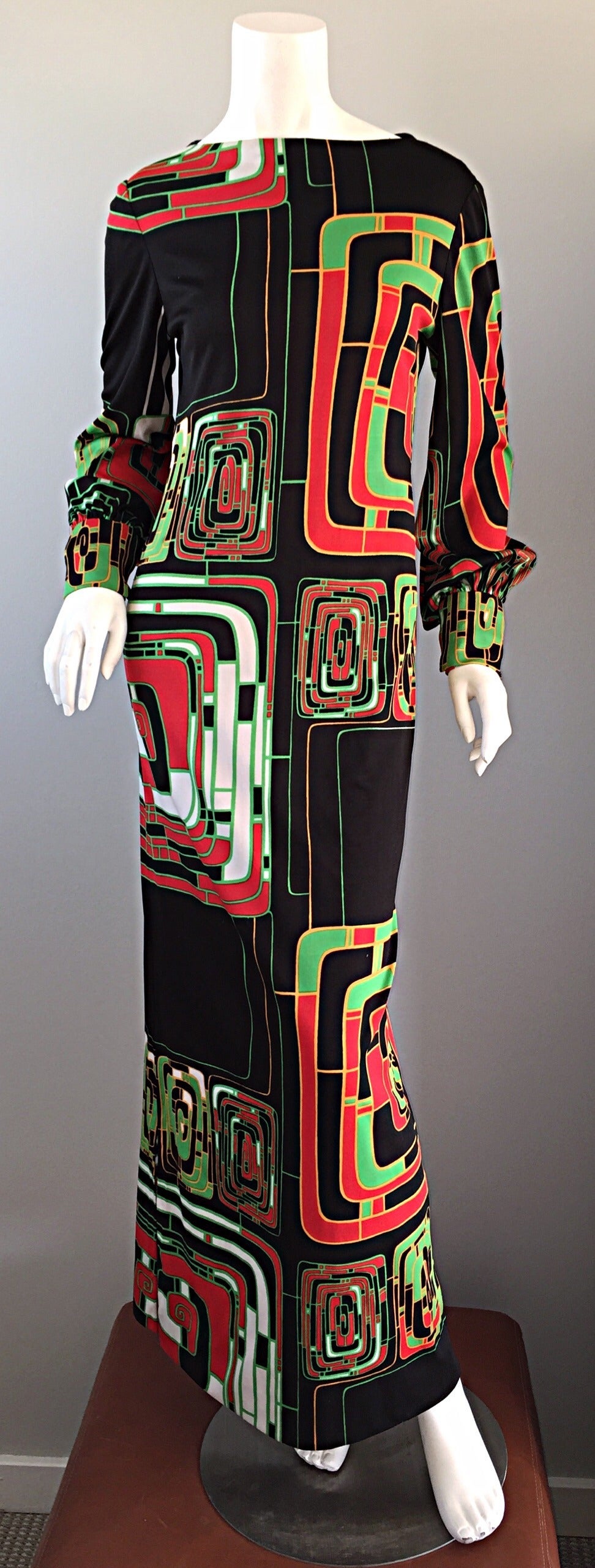 Vintage Rizkallah for Malcolm Starr Op - Art Long Sleeve Maxi Dress 2
