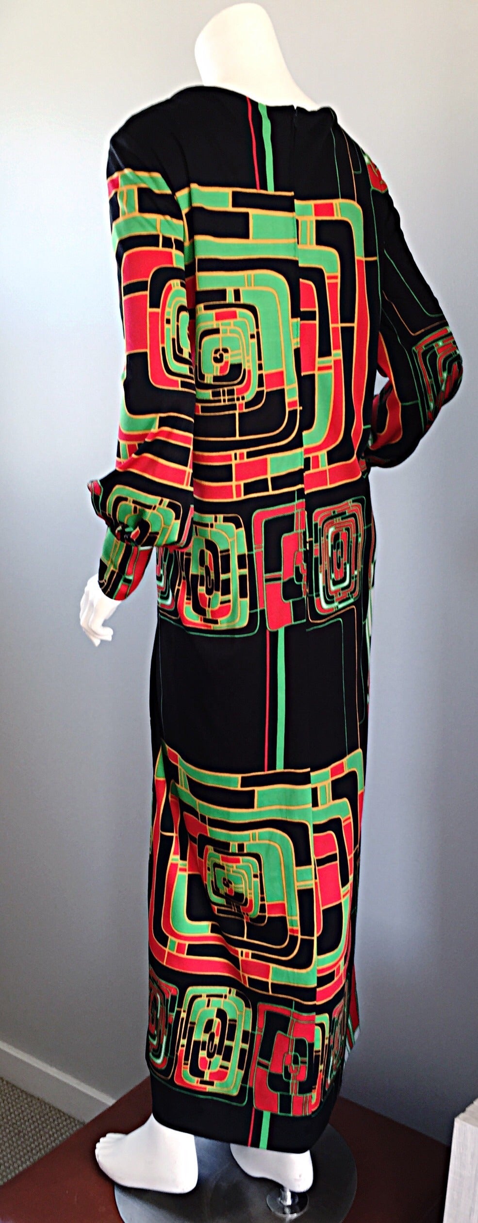 Vintage Rizkallah for Malcolm Starr Op - Art Long Sleeve Maxi Dress 3
