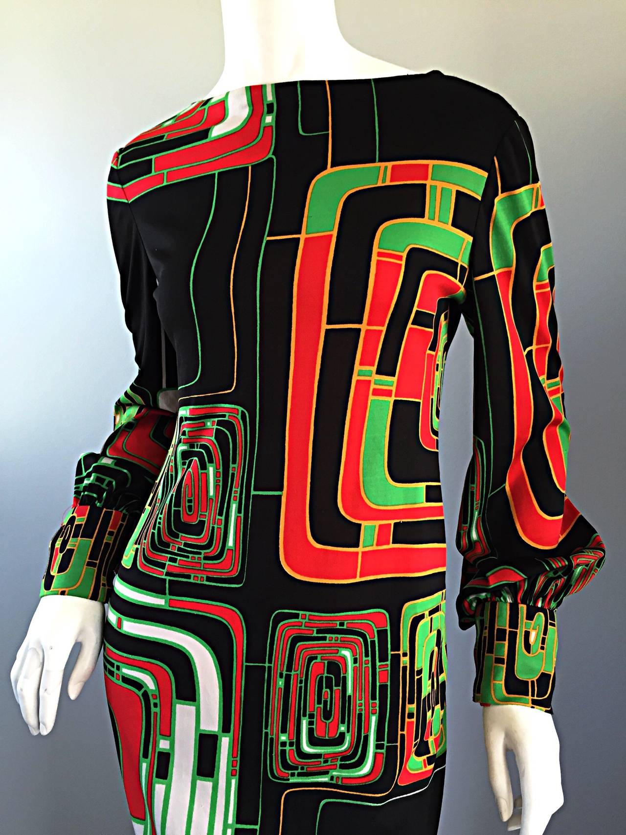 Vintage Rizkallah for Malcolm Starr Op - Art Long Sleeve Maxi Dress 4